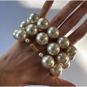 Vintage Louis Rousselet French Couture Jumbo Faux Glass Pearl Necklace France